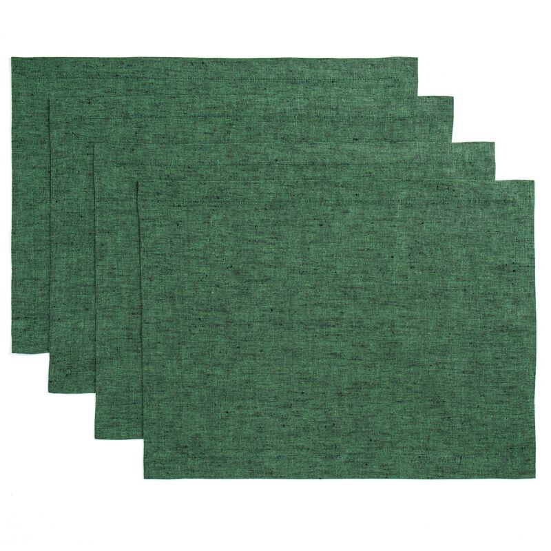 Solino Home Athena 100% Linen Placemats &ndash; Set of 4, 14 x 19 in, Machine Washable, Holiday and Everyday Dining