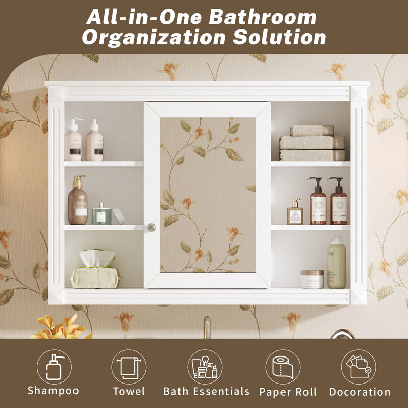 ELEMENT ACE Wall Mounted Bathroom Storage Cabinet with Mirror and Open Shelves image number 7