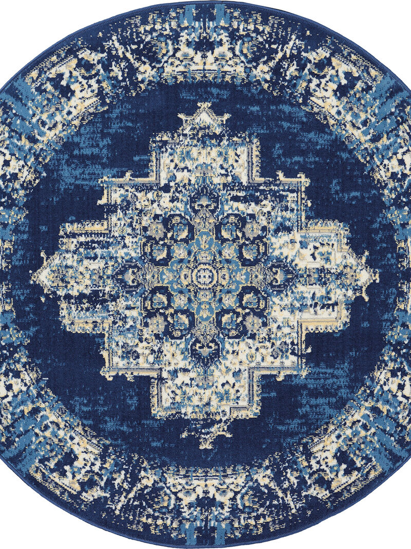 Grafix GRF14 Navy/Blue 5'3" x Round Rug
