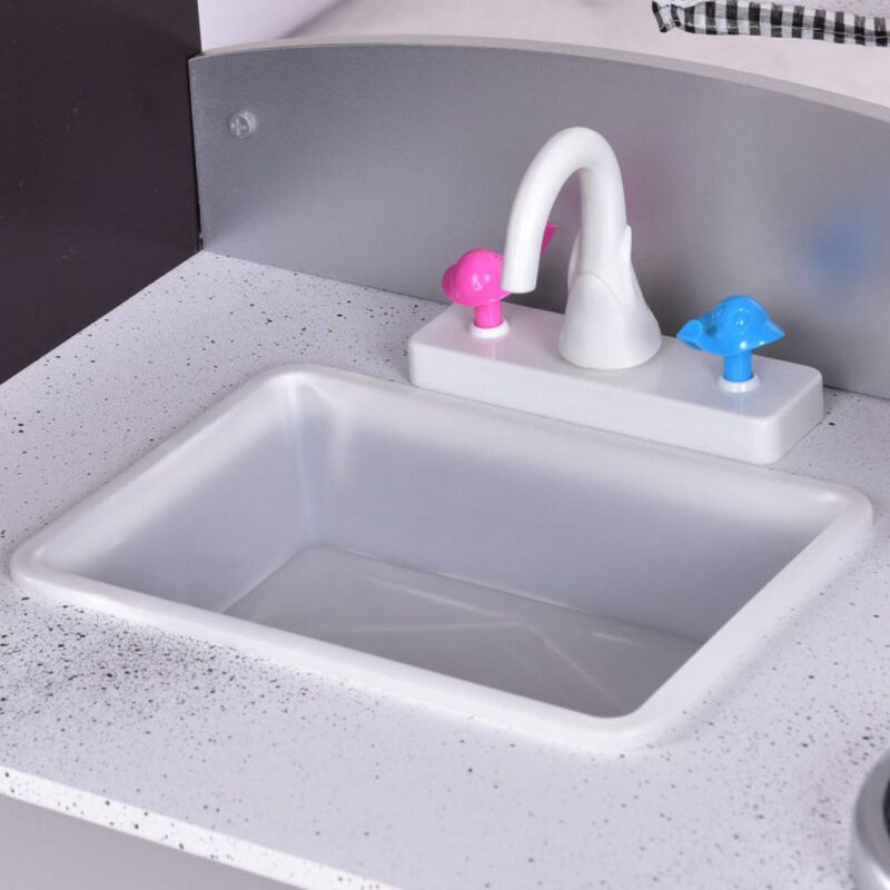 Hivvago Kids Wooden Modern Kitchen Cooking Pretend Play Set