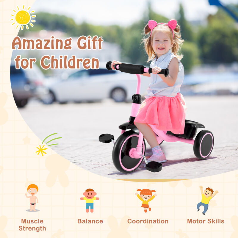 Toddler 3-Wheel Tricycle with Adjustable Seat and Storage Basket for Kids image number 6