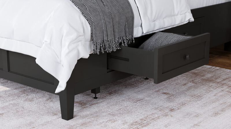 Grace Full-size Four Drawer Platform Storage Bed in Raven Black