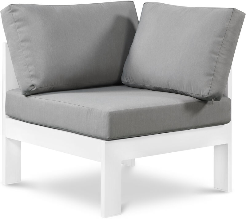 Meridian Furniture Nizuc Grey Water Resistant Fabric Outdoor Patio Aluminum Corner Chair image number 0