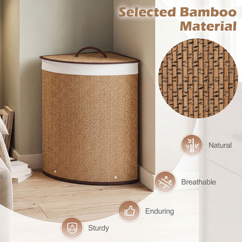 15 Gallon Wicker Laundry Hamper with Removable Liner and Lid image number 6