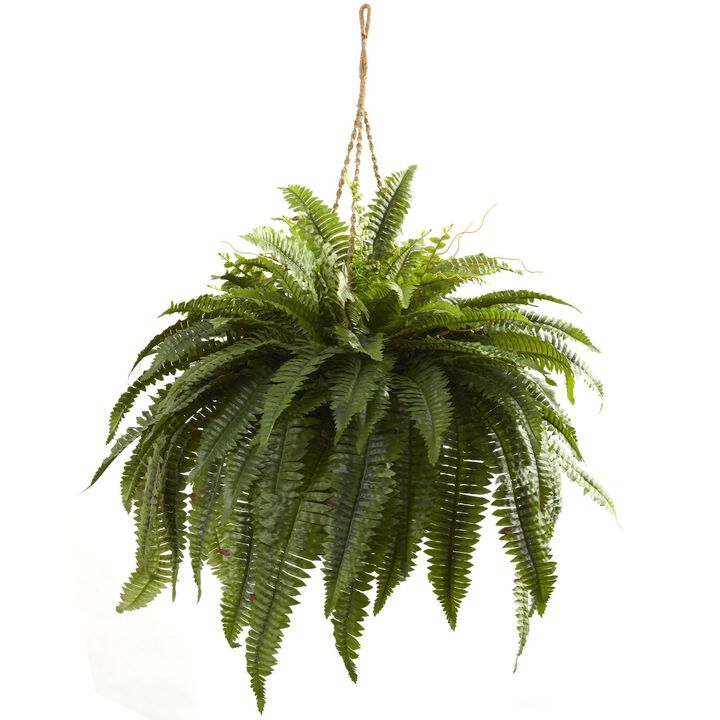Nearly Natural Double Giant Boston Fern Hanging Basket