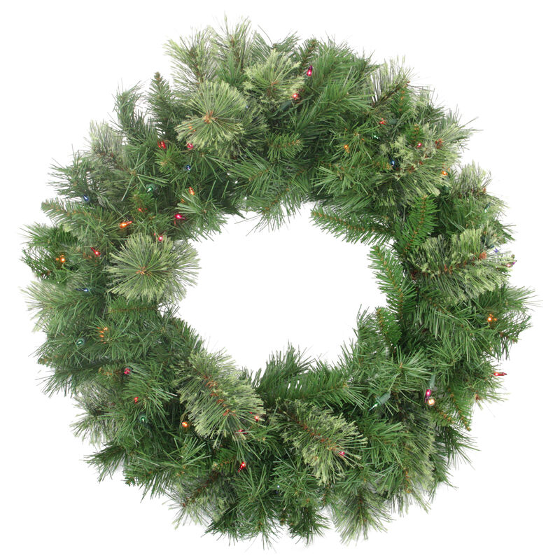 Pre-Lit Mixed Cashmere Pine Artificial Christmas Wreath - 24-Inch  Multi Lights image number 0