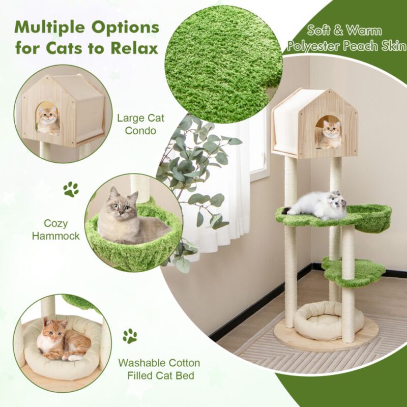 5-Tier Cat Tree Villa with Spacious Platforms and Cozy Resting Areas