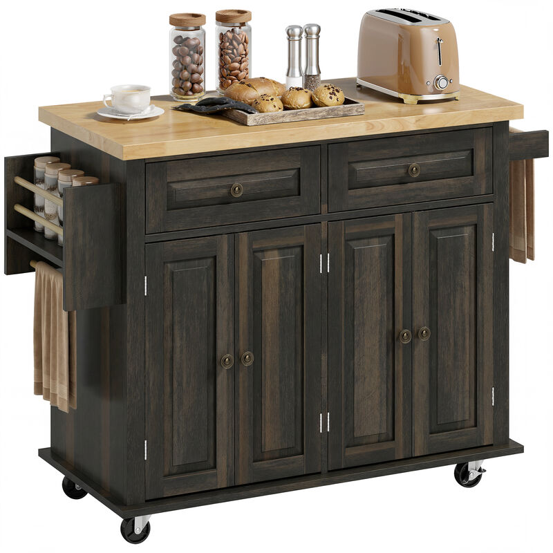 Hivvago Kitchen Cart on Wheels with Adjustable Shelves and Drawers image number 0