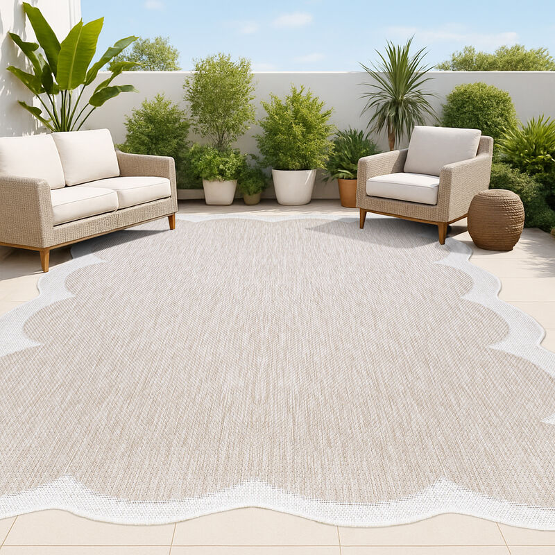 Alice Classic Cottage Two-Tone Scalloped Area Rug