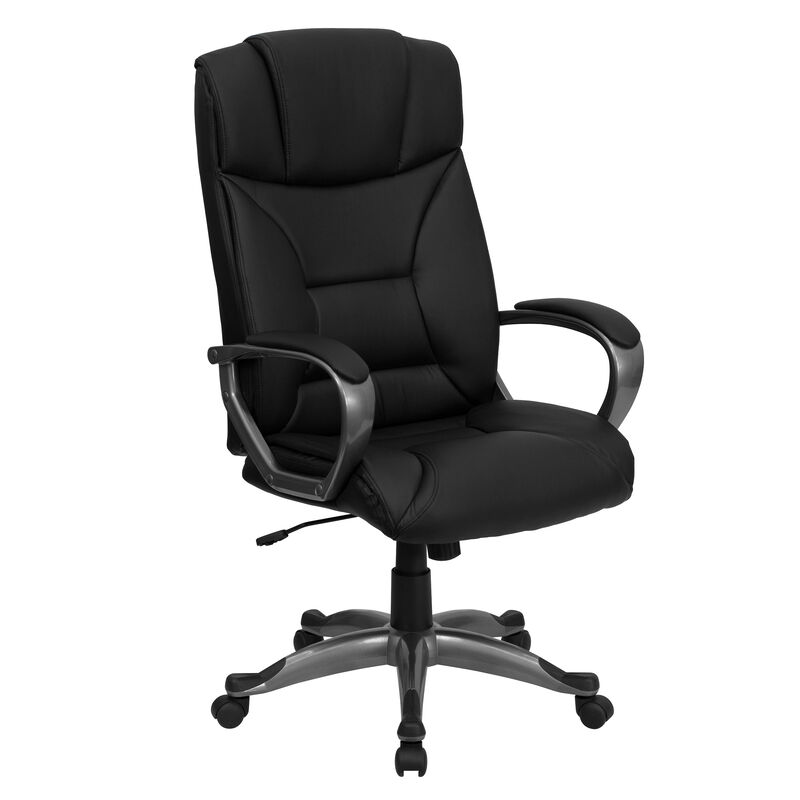Hansel High Back Black LeatherSoft Executive Swivel Office Chair with Arms image number 0