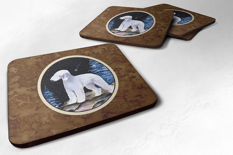 Caroline's Treasures SS8455FC Starry Night Bedlington Terrier Foam Coasters Set of 4 (Set of 4), 3.5 H x 3.5 W, Multicolor image number 0