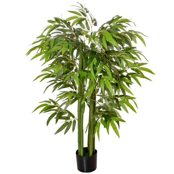 4.5' Artificial Bamboo Tree Fake Potted Decorative Plant w/ 336 Realistic Leaves