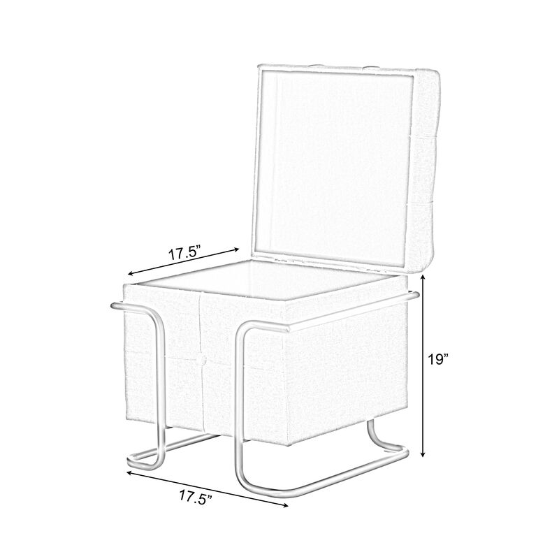 Square Fabric Storage Ottoman with Black Metal Frame, Yellow