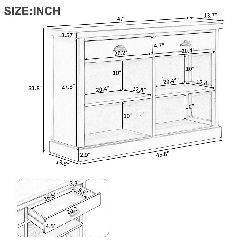 Hegrer 2 Drawers and Open Storage Shelves  Console Table image number 3