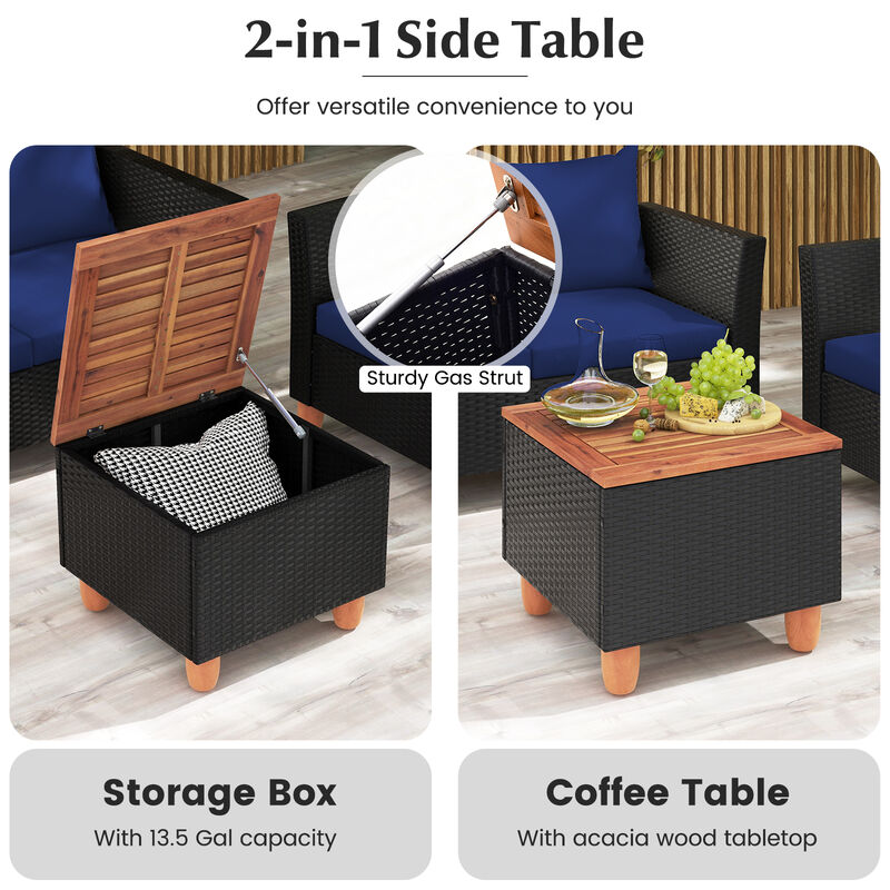 4 Pieces Outdoor Conversation Set with Storage Coffee Table