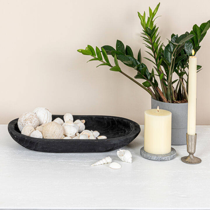 Hand-Carved Paulownia Wood Bowl, Natural
