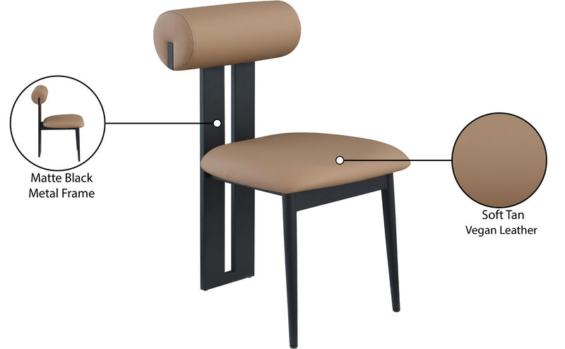 Meridian Furniture Dario Tan Vegan Leather Dining Chair, Set of 2