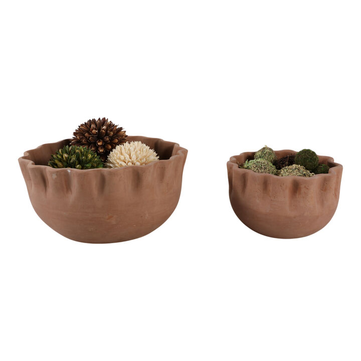S/2 9/13" Terracotta Planters, Natural