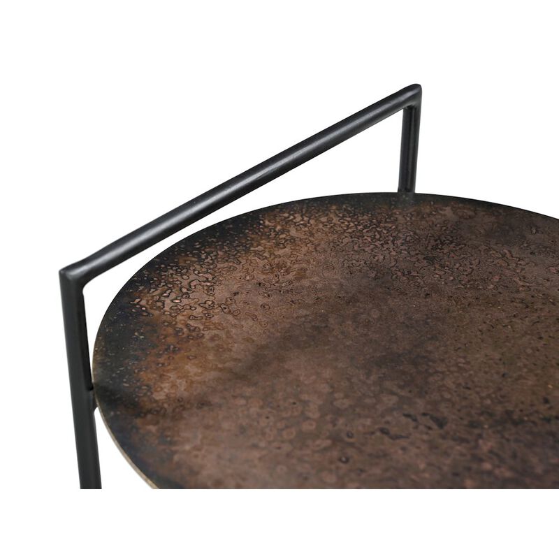 Benji Iron Side Table in Dark Copper Toned Iron