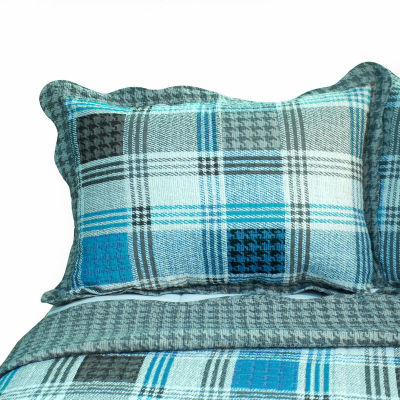 Queen Size Cotton 3-Piece Vermicelli Quilted Printed Quilt Set with Shams image number 2