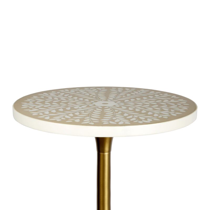Nysha Modern Bohemian Metal/Resin Inlay Top End Table