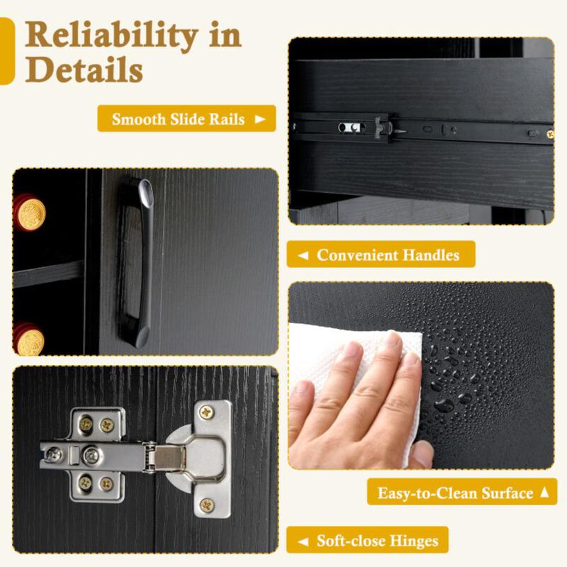 Hivvago Modern Wine Bar Buffet Cabinet with 6-Bottle Wine Rack