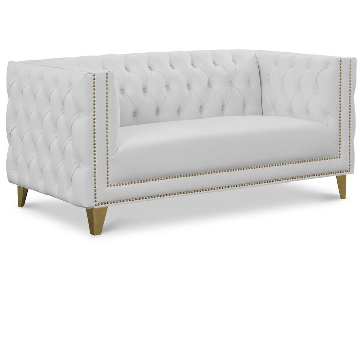 Meridian Furniture Michelle White Vegan Leather Loveseat