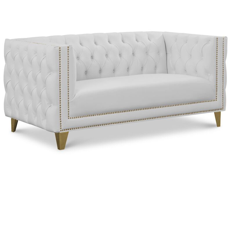 Meridian Furniture Michelle White Vegan Leather Loveseat