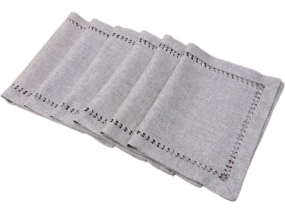 Decorative Handmade Hemstitch Gray Dining Table Placemats