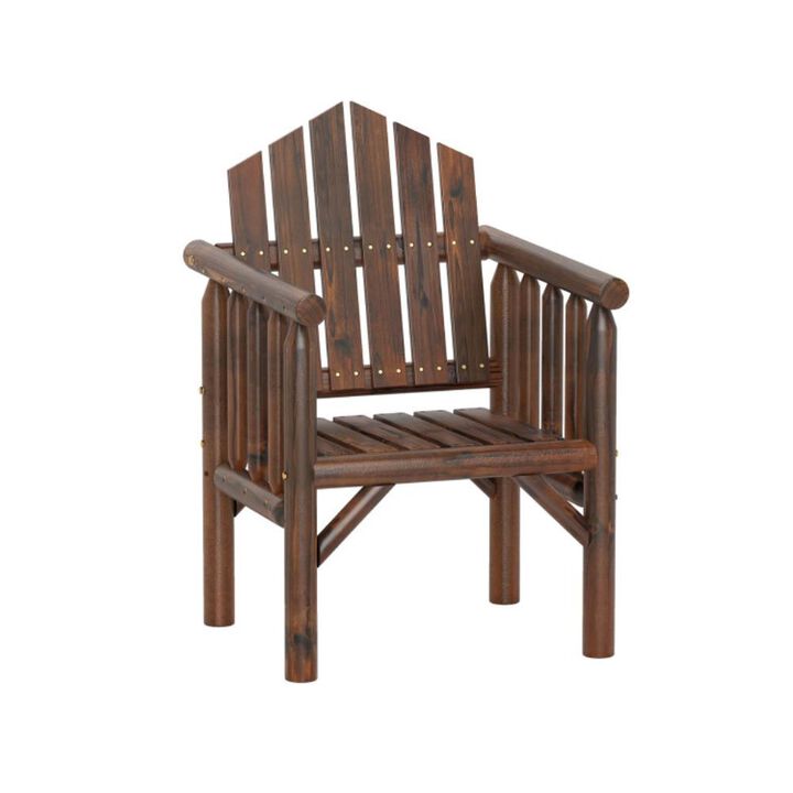 Hivvago Outdoor Wood Armchair Wooden Patio Dining Chair with Armrests