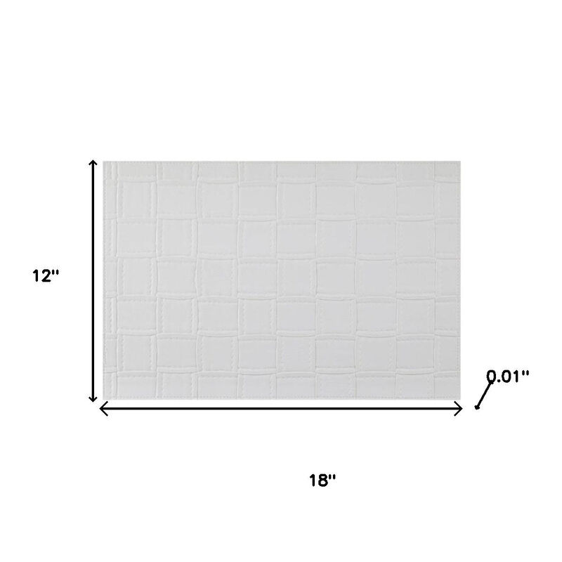 HomeRoots 18" Set of Four White Basketweave Faux Leather Placemats image number 5