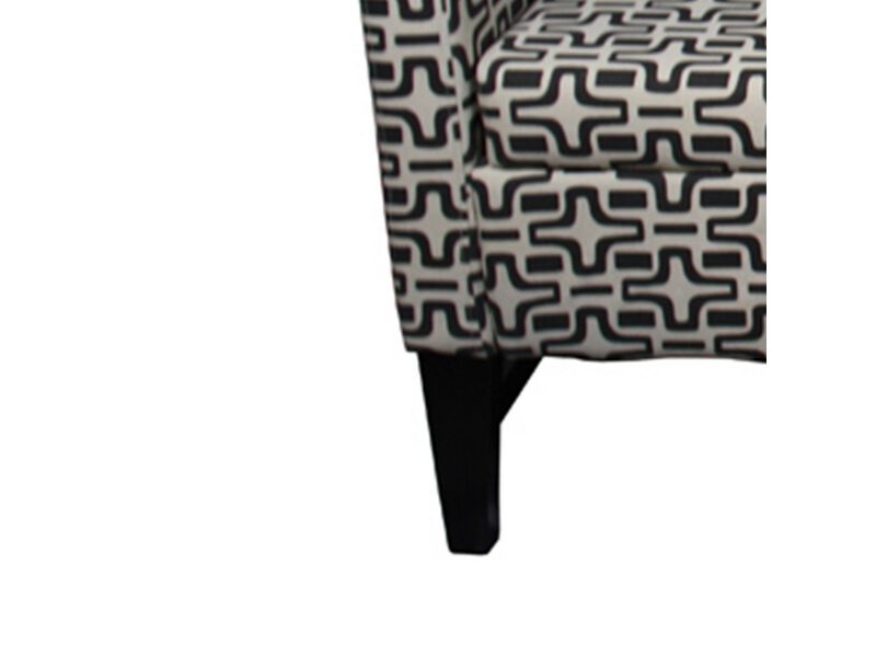24 Inch Fabric Upholstered Geometric Pattern Storage Bench, Black and White - Benzara image number 4