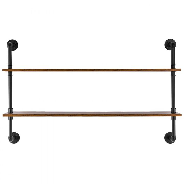 2-Tier Industrial Pipe Shelf Wall Mount for Kitchen, Bedroom or Living Room