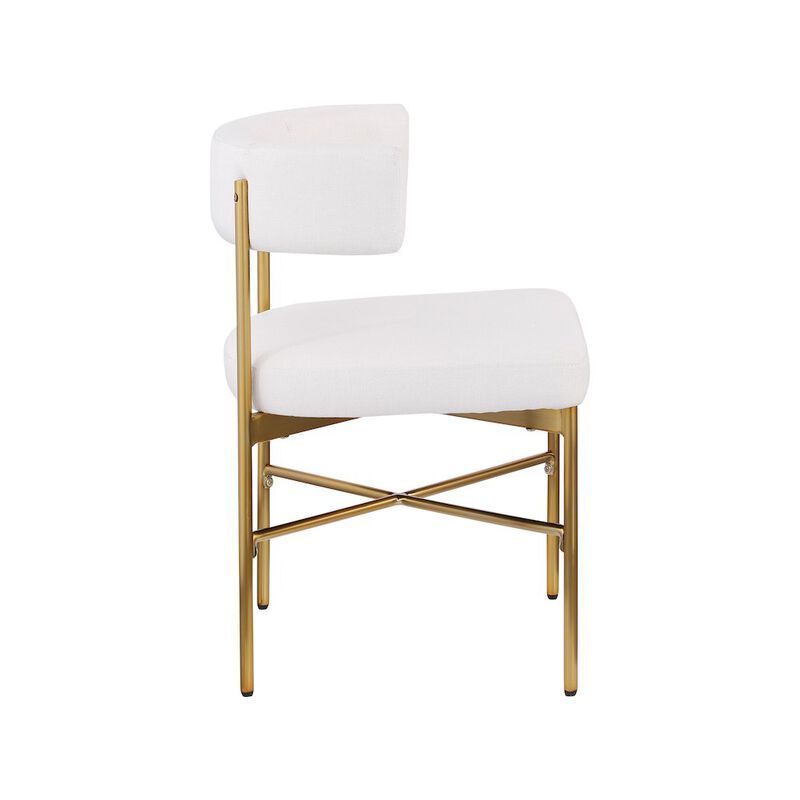 Meridian Furniture Rivage Cream Durable Linen Textured Fabric Dining Chair, Set of 2