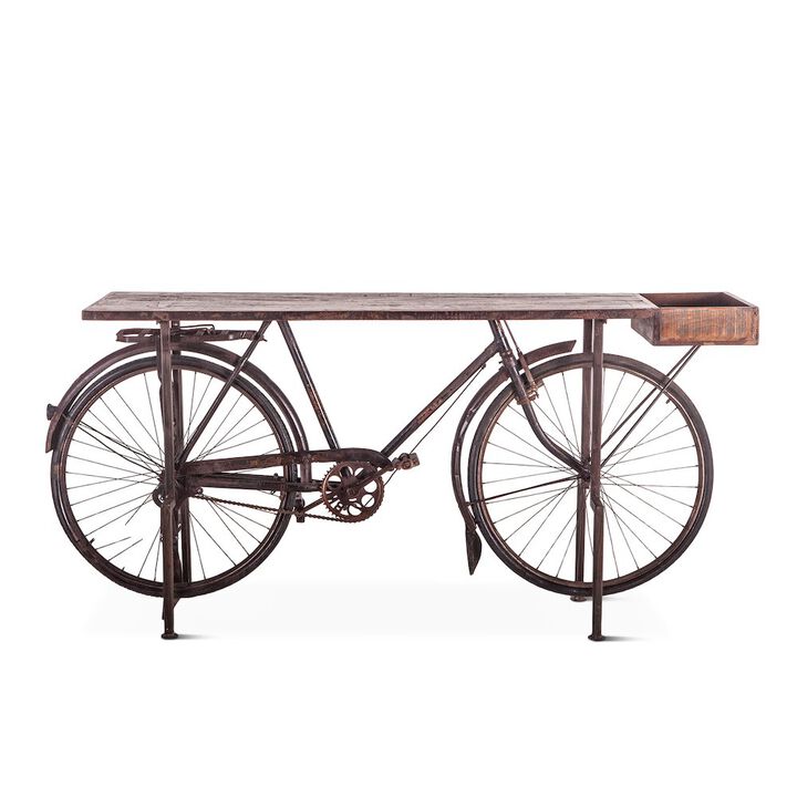 World Interiors Paxton Reclaimed Teak Bicycle Console