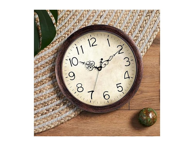 Vintage Retro Rustic Style Bronze Wall Clock 8 Inch Silent Non Ticking image number 2