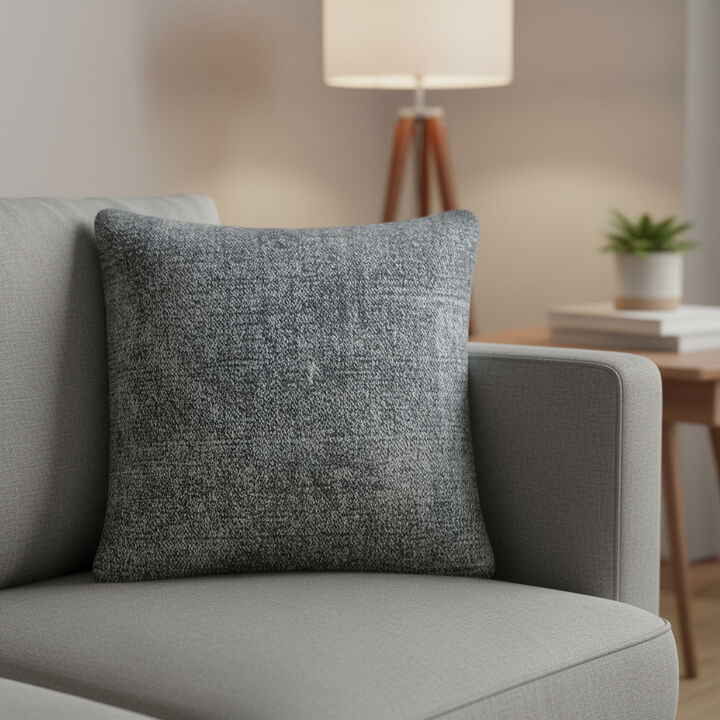 HomeRoots 21" Dark Gray Splatter Linen Throw Pillow Cover