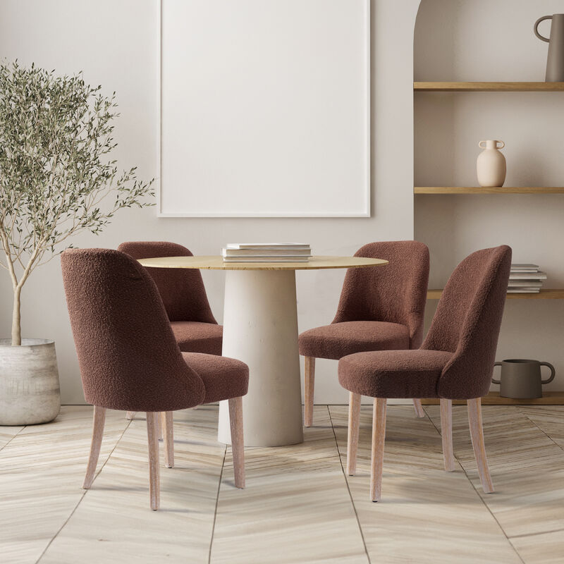 WestinTrends Mid-Century Modern Upholstered Boucle Dining Chair (Set of 4)