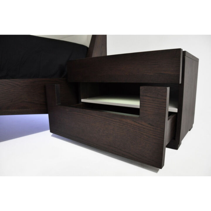 Wooden Nightstand with Two Drawer and Open Shelf, Dark Brown-Benzara