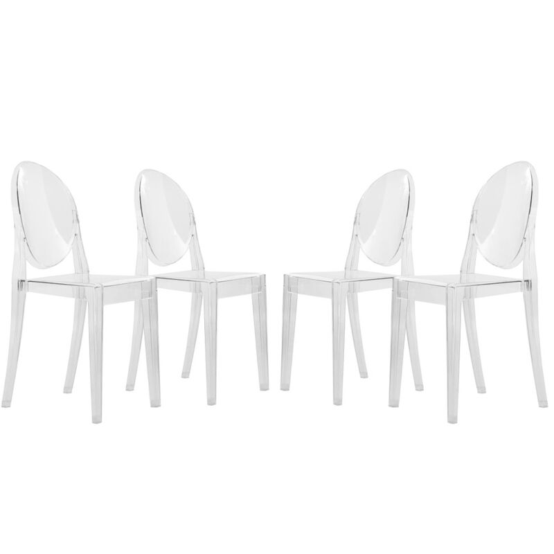 LeisureMod Marion Transparent Acrylic Modern Chair Set of 4