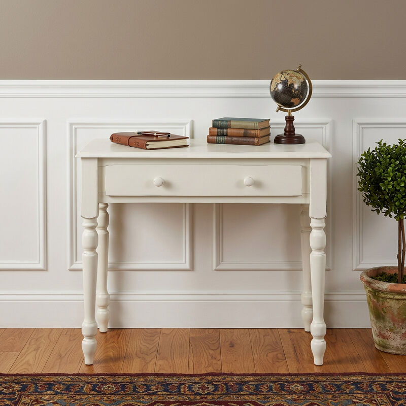 HomeRoots 34" Off White Solid Wood Writing Desk image number 1