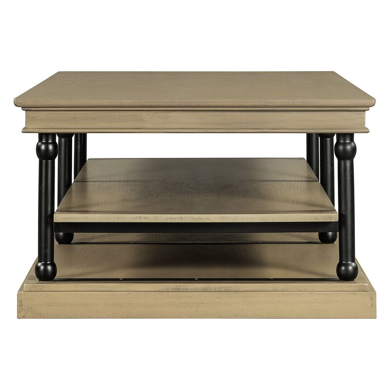 Bard Coffee Table, Veneer, 2 Tier Shelves, Metal Legs image number 3