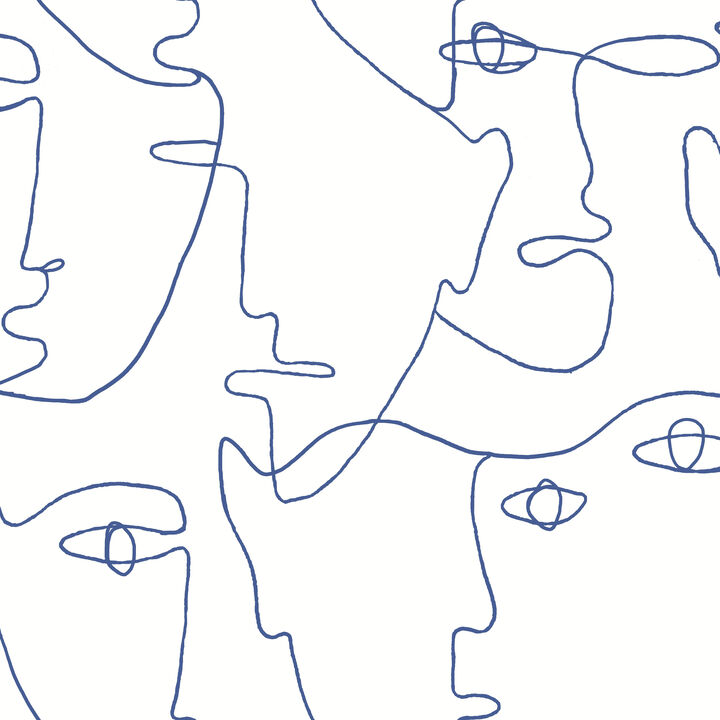 Pablo Portraits Blue Peel & Stick Wallpaper