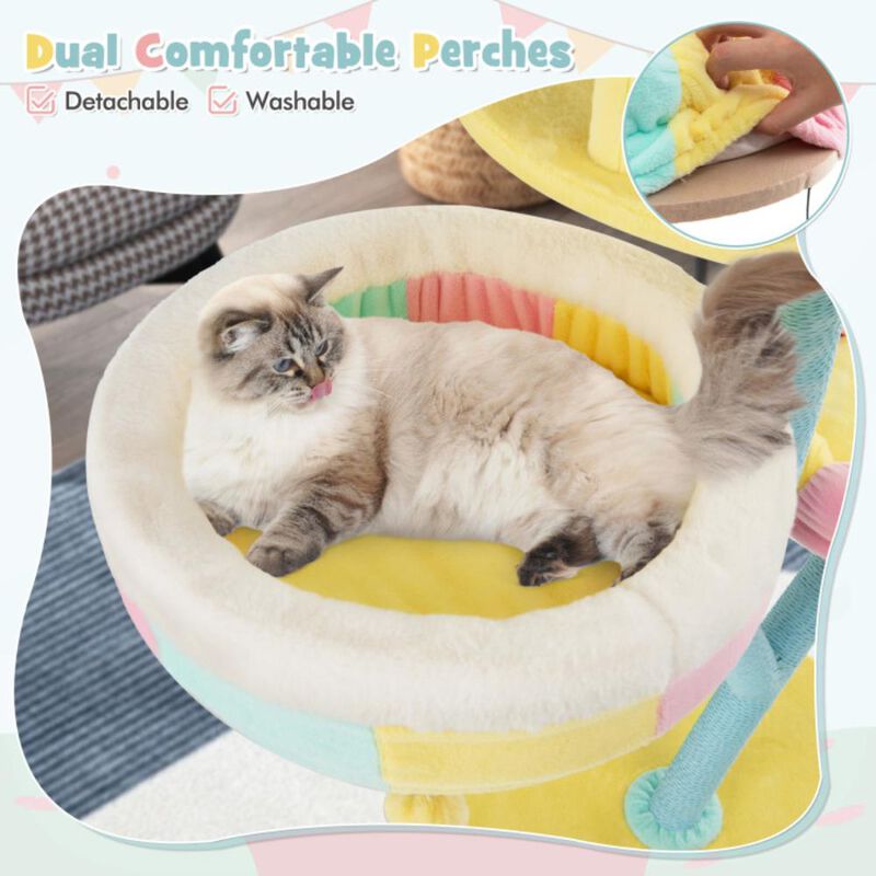 Hivvago Multi-Layer Cat Tree with 2 Removable Perches Scratching Posts