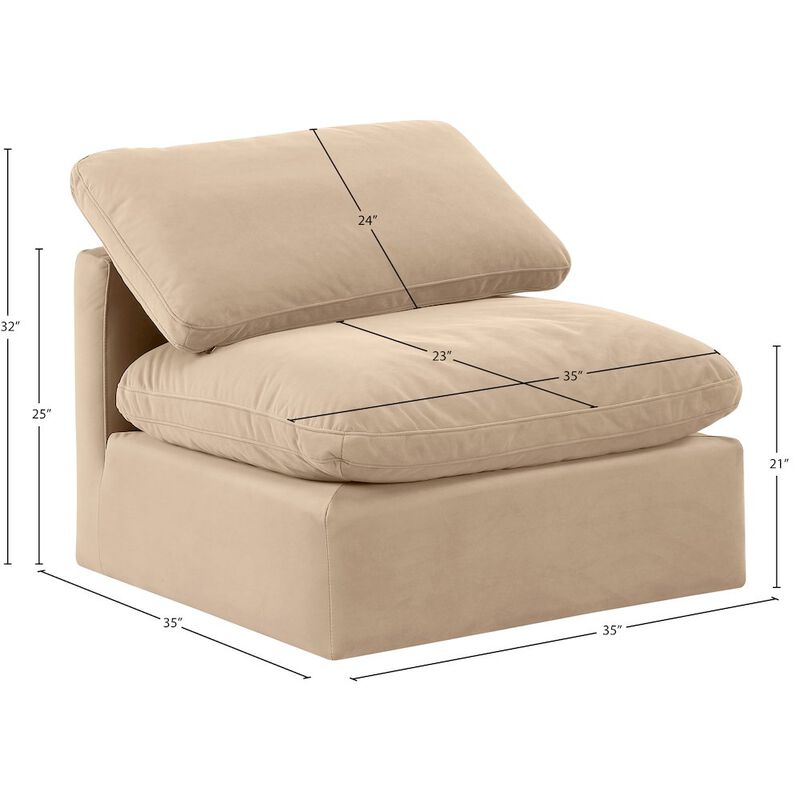 Meridian Furniture Indulge Beige Velvet Armless Chair