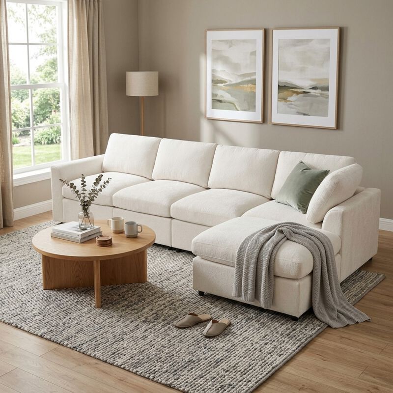 Fuppef Chenille L‑Shaped Sectional Sofa image number 2