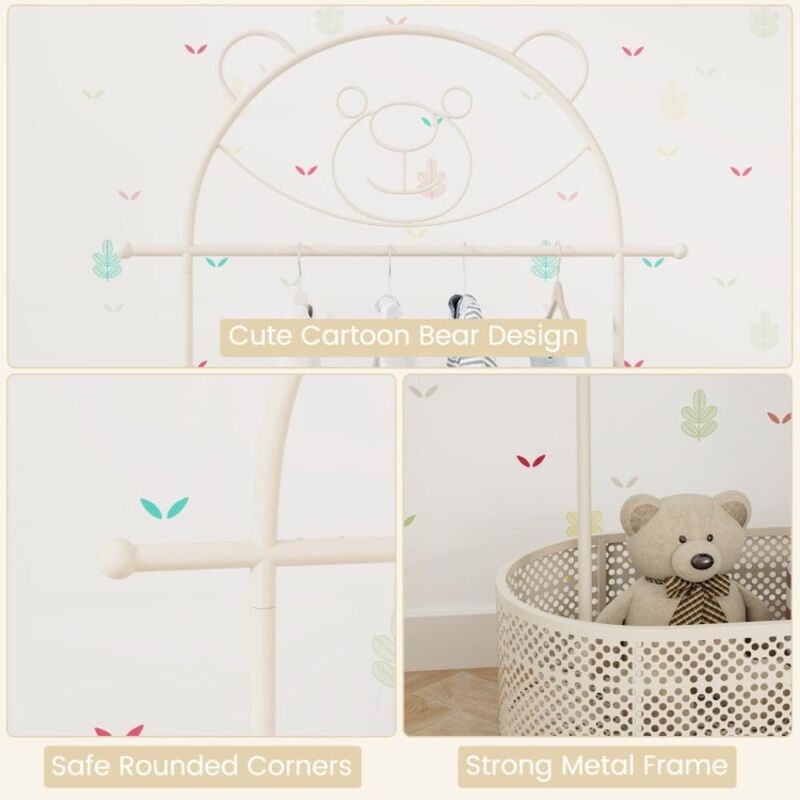 Hivvago Kid Clothes Rack with 3 Adjustable Heights and Wheels