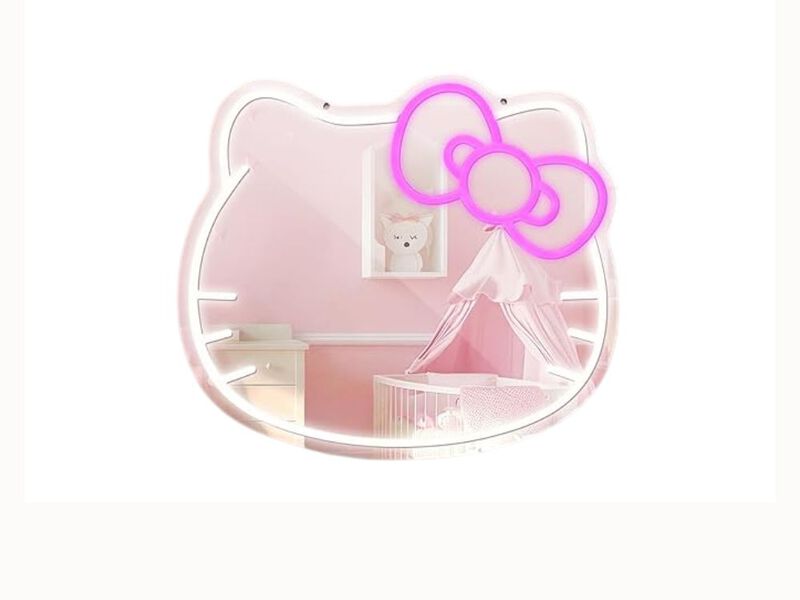 Anime Neon LED Vanity Mirror &ndash; Remote-Controlled Wall Decor for Teen Bedroom