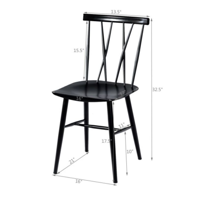 Set of 2 Modern Dining Chairs with Backrest - Black