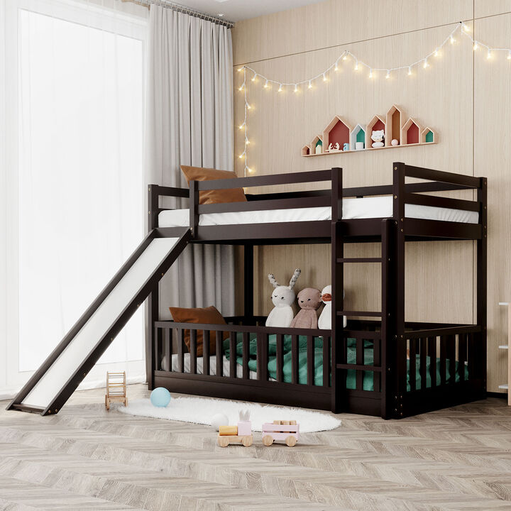 Merax Twin Over Twin Bunk Bed with Slide and Ladder